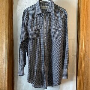 Sheplers Men’s Longsleeve Blue & White Plaid Pearl Snap Western Shirt L-XL Tall